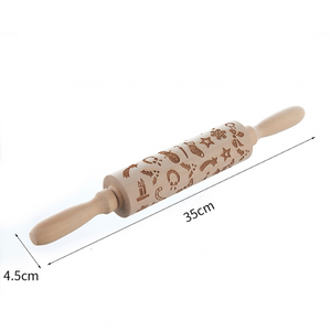 Christmas Engraved Roller Reindeer Snowflake Embossing Rolling Pin Cookies Noodle Biscuit Fondant Cake Dough walek do ciasta FB