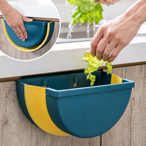 Folding Waste Bin Kitchen Cabinet Door Hanging Trash Bin Trash Can Wall Mounted Trashcan For Kitchen Waste Storage