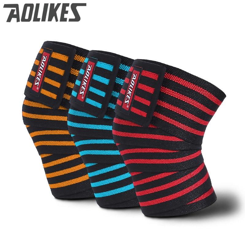 AOLIKES 1pcs 180*8cm Knee Wraps Men's Fitness Weight Lifting Sports Knee Bandages Squats Training Equipment Accessories for Gym